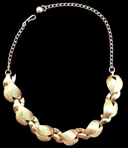 Vintage Textured Goldtone Link Necklace 1950S