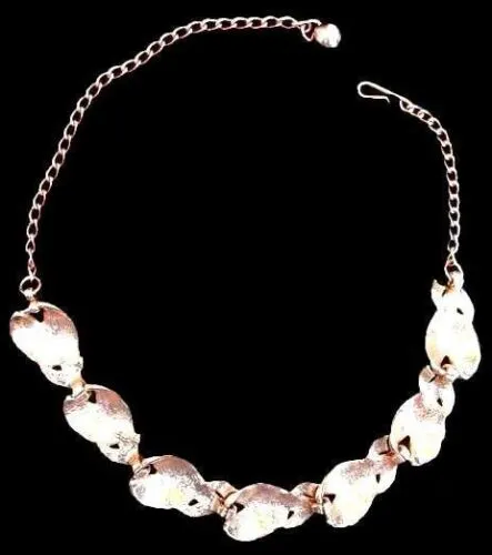 Vintage Textured Goldtone Link Necklace 1950S