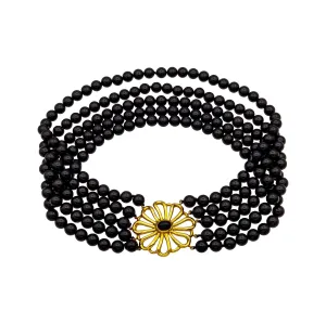 Vintage Tiffany & Co. Paloma Picasso 5-Strand Onyx   18K Y Gold Choker Necklace