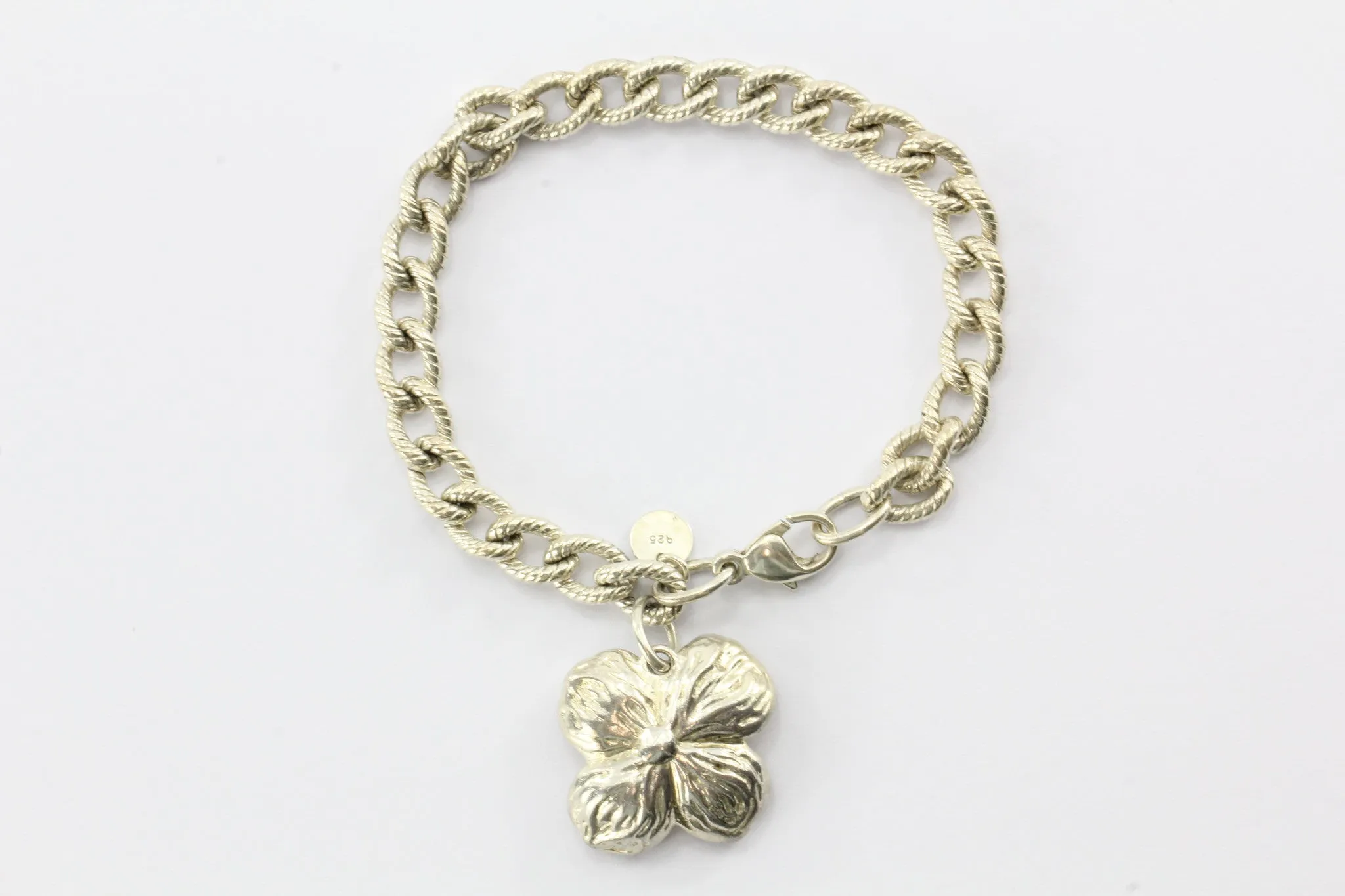 Vintage Tiffany & Co Sterling Silver Dogwood Charm Bracelet Retired
