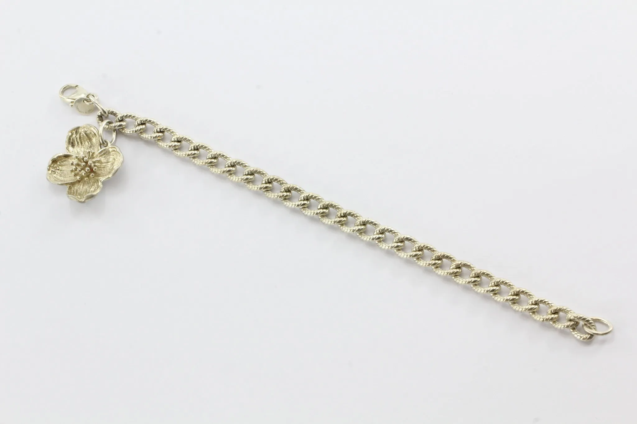 Vintage Tiffany & Co Sterling Silver Dogwood Charm Bracelet Retired
