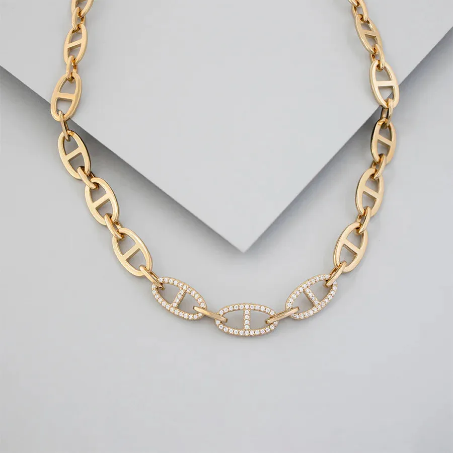 Wanderlust   Co. Multi Link Anchor 14K Gold Vermeil Chain Necklace
