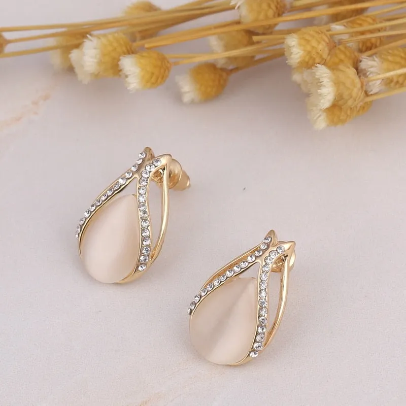 Water Drop Opal Gold Jewelry Set For Woman Wedding Jewelry