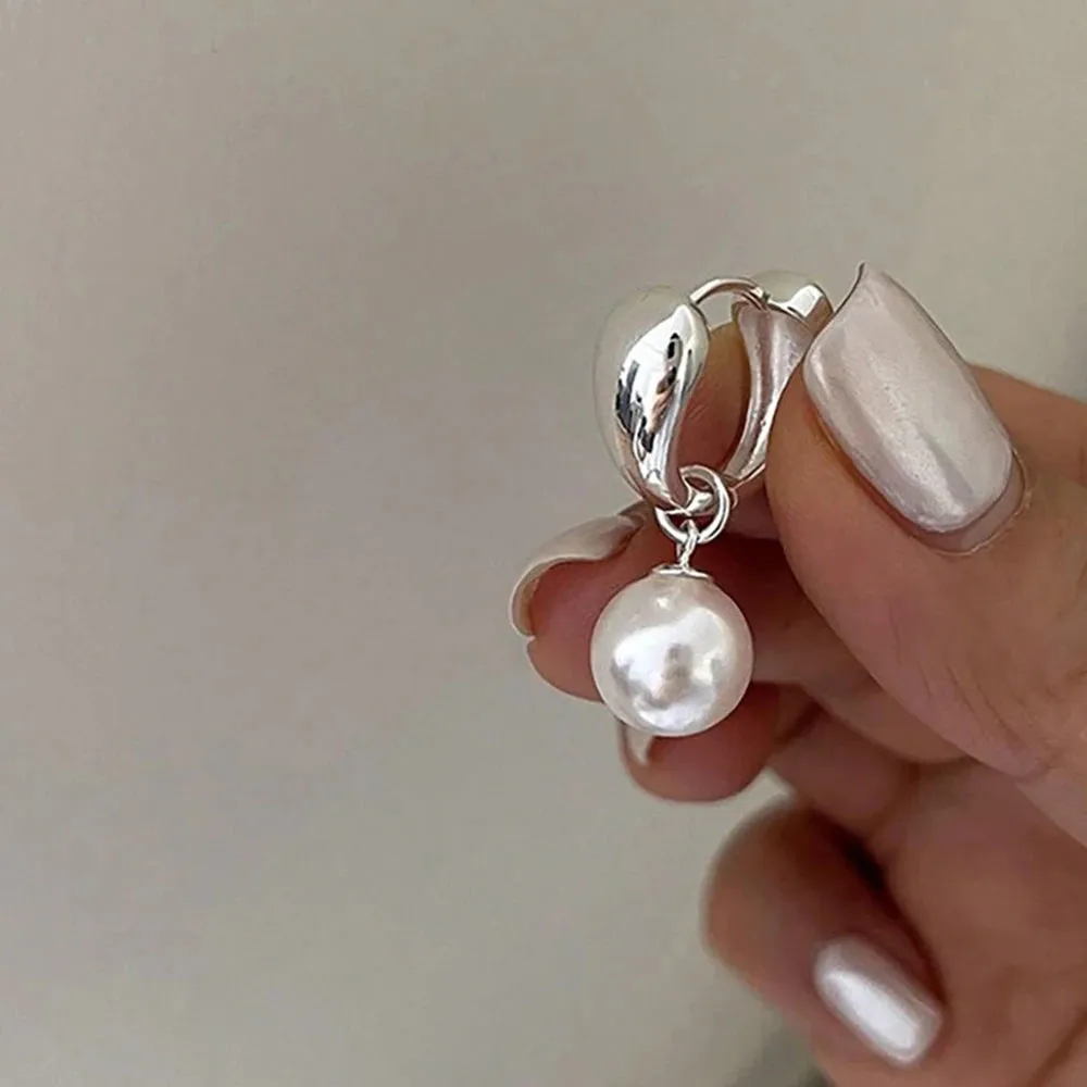 Water Drop Shape Imitation Pearl Drop Earrings