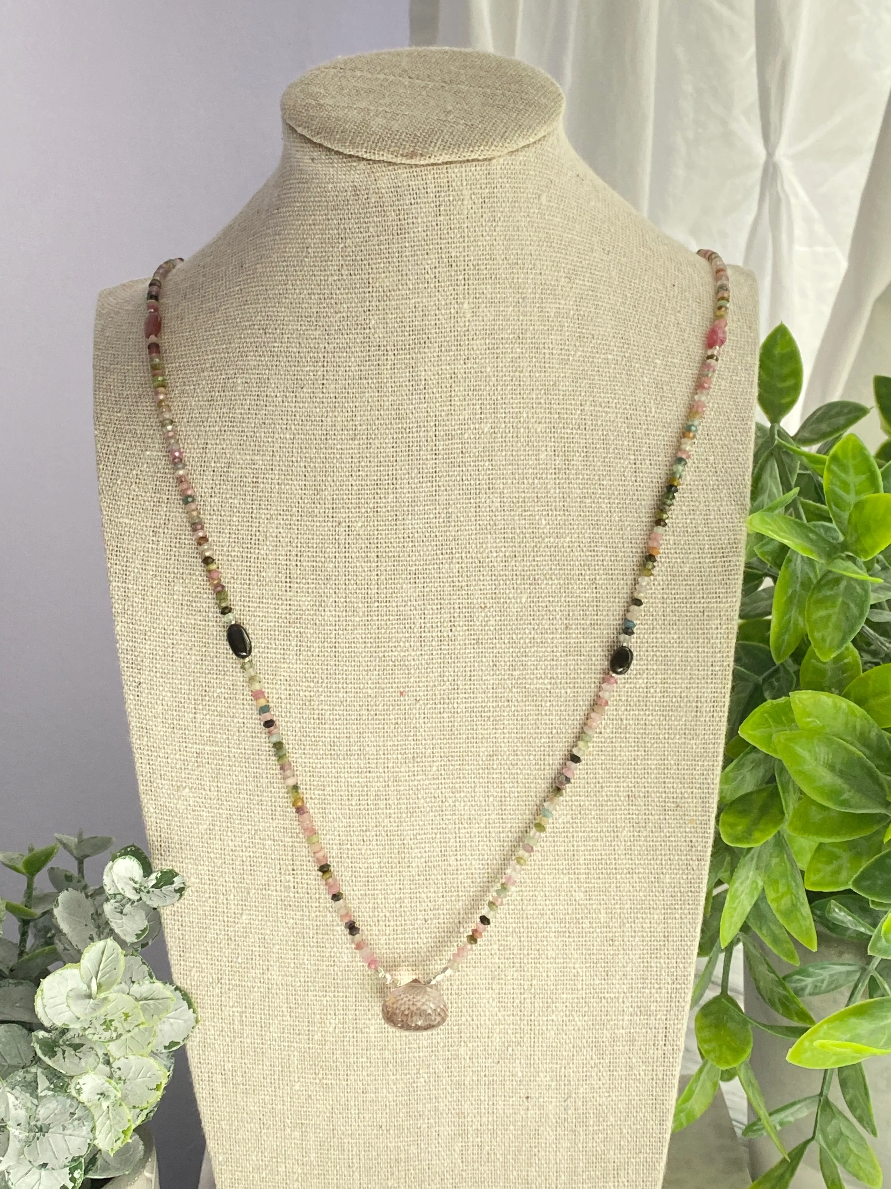 watermelon tourmaline with ametrine onion pendant