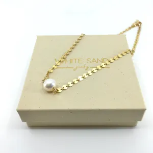 White Edison Pearl Sequin Choker