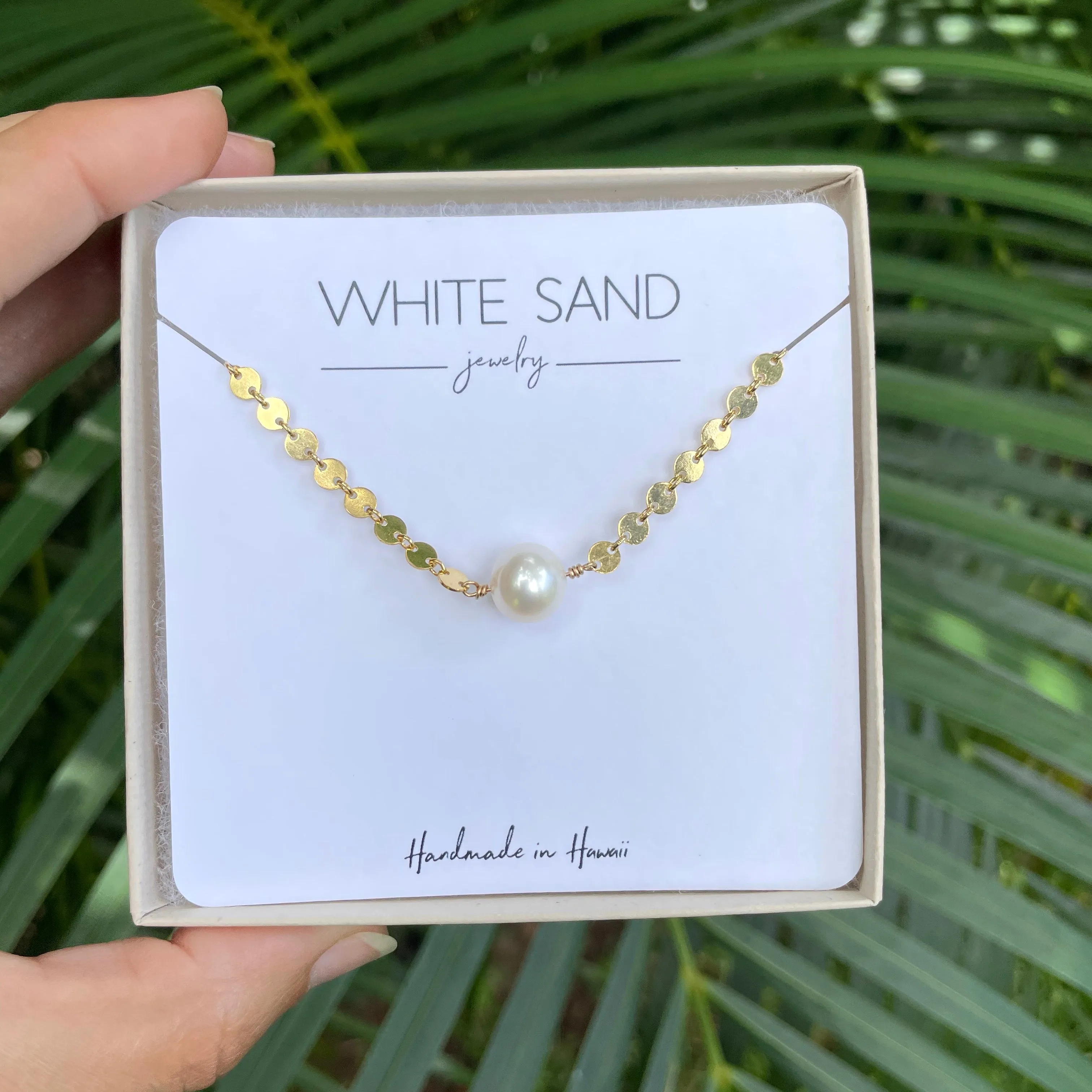 White Edison Pearl Sequin Choker