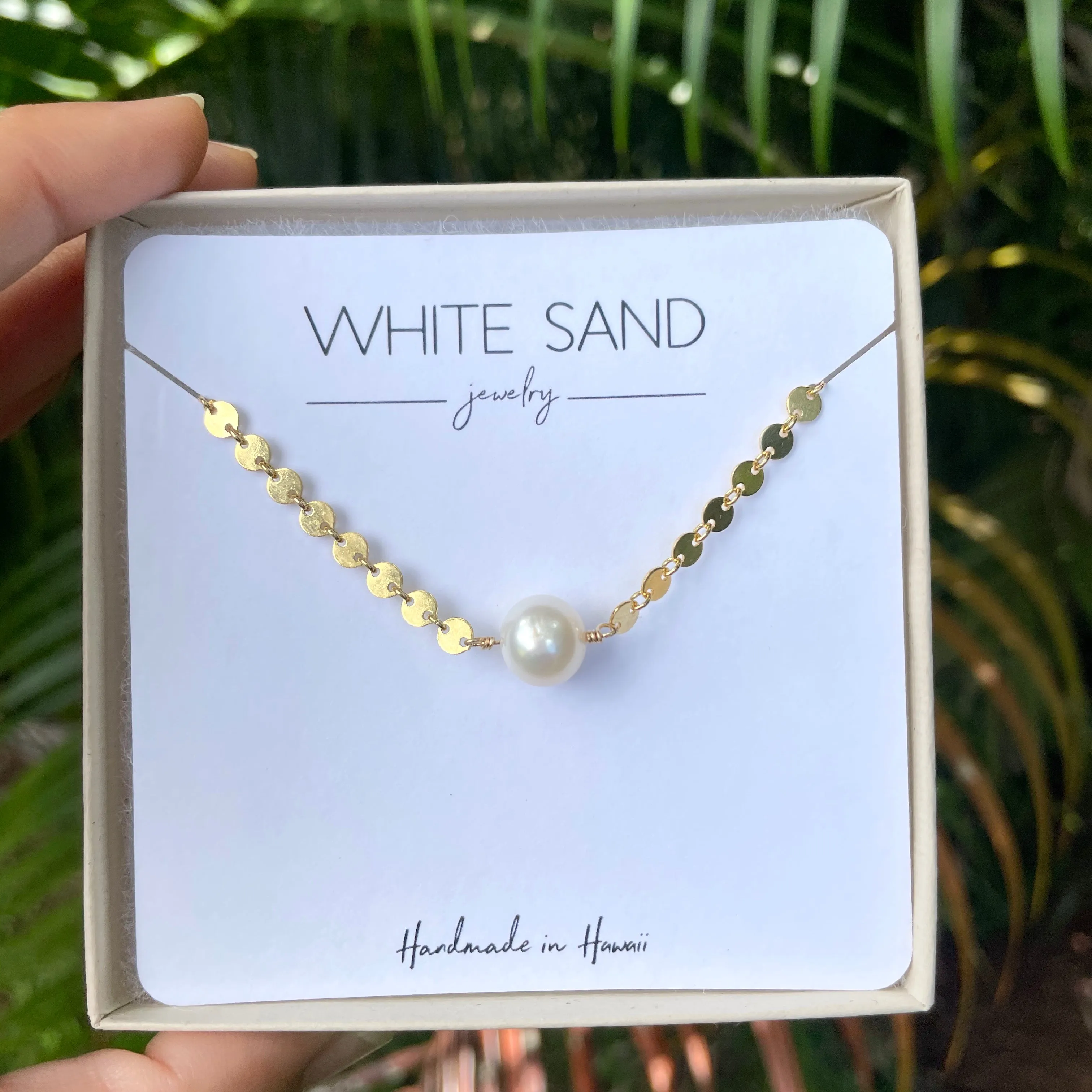 White Edison Pearl Sequin Choker