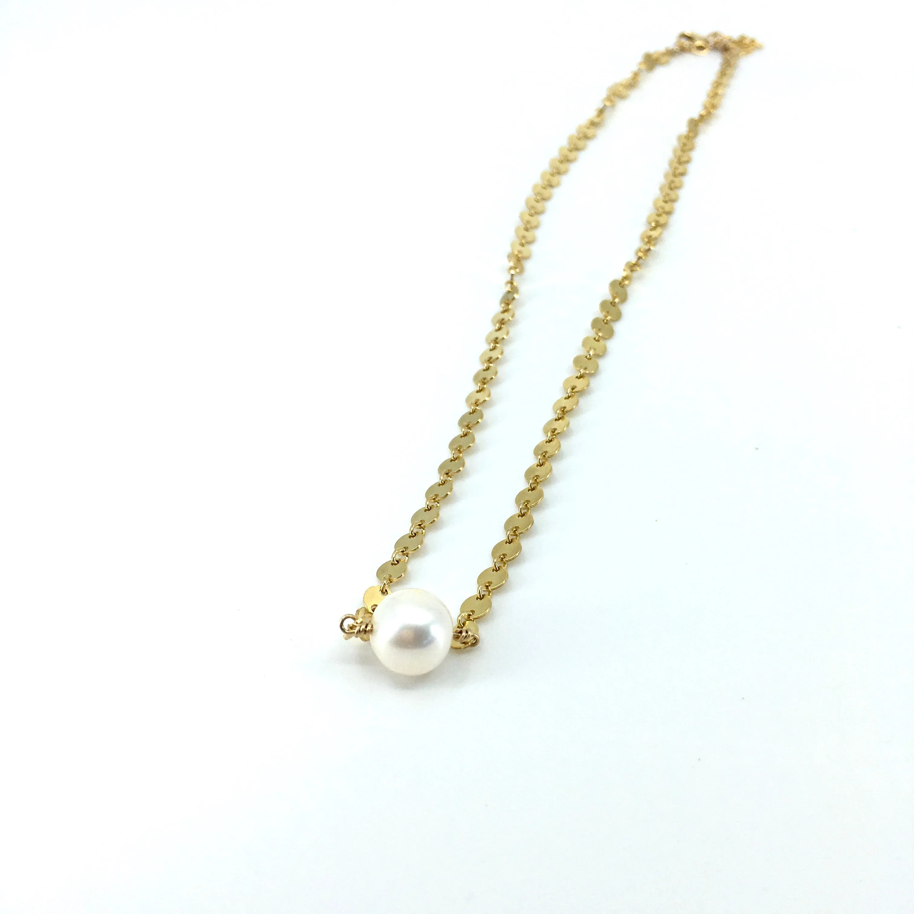 White Edison Pearl Sequin Choker