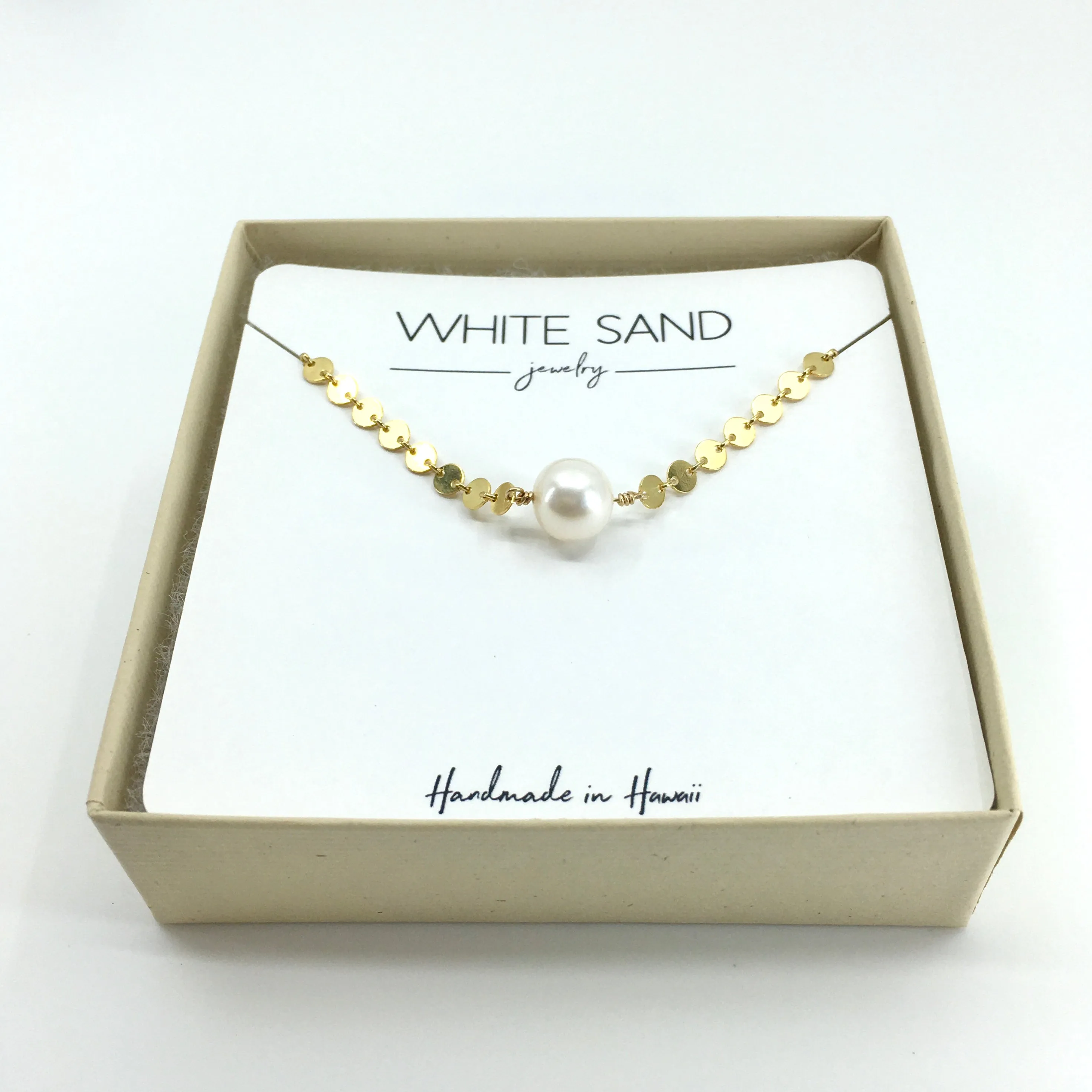 White Edison Pearl Sequin Choker
