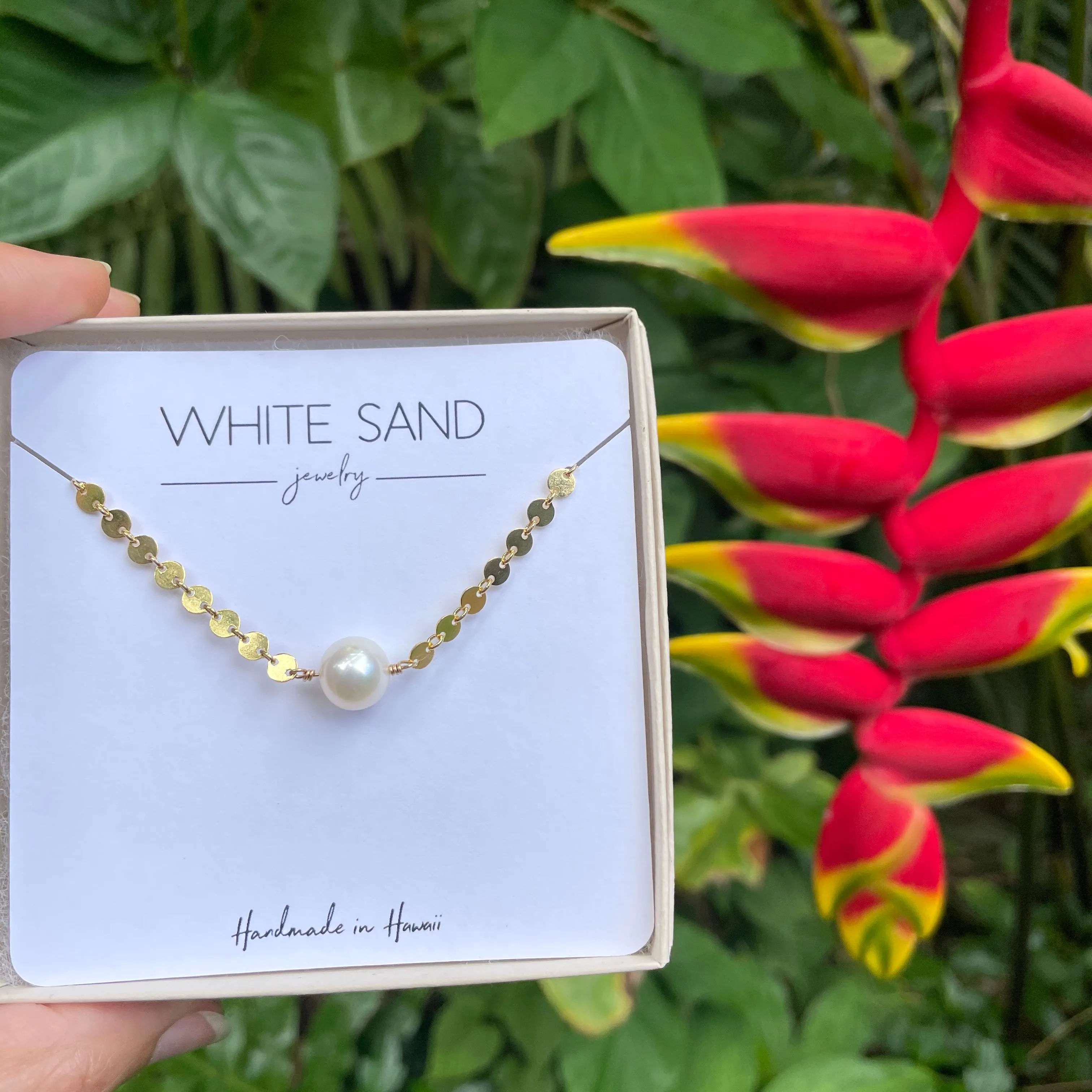 White Edison Pearl Sequin Choker