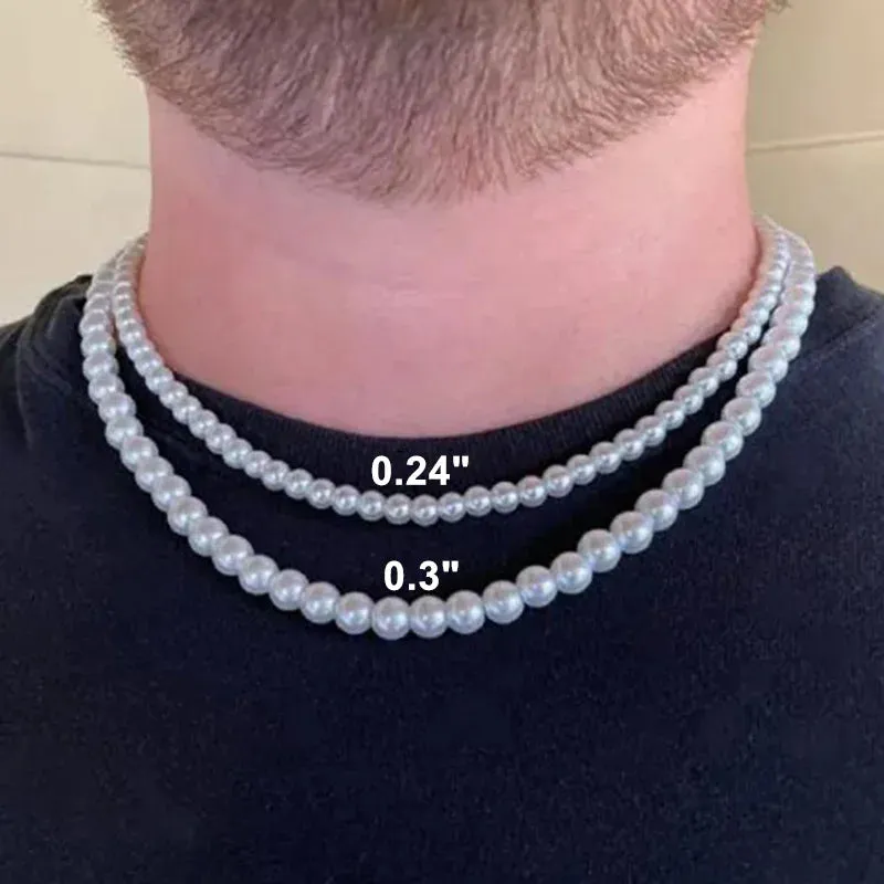 White Pearl Beaded Chain Choker Necklace