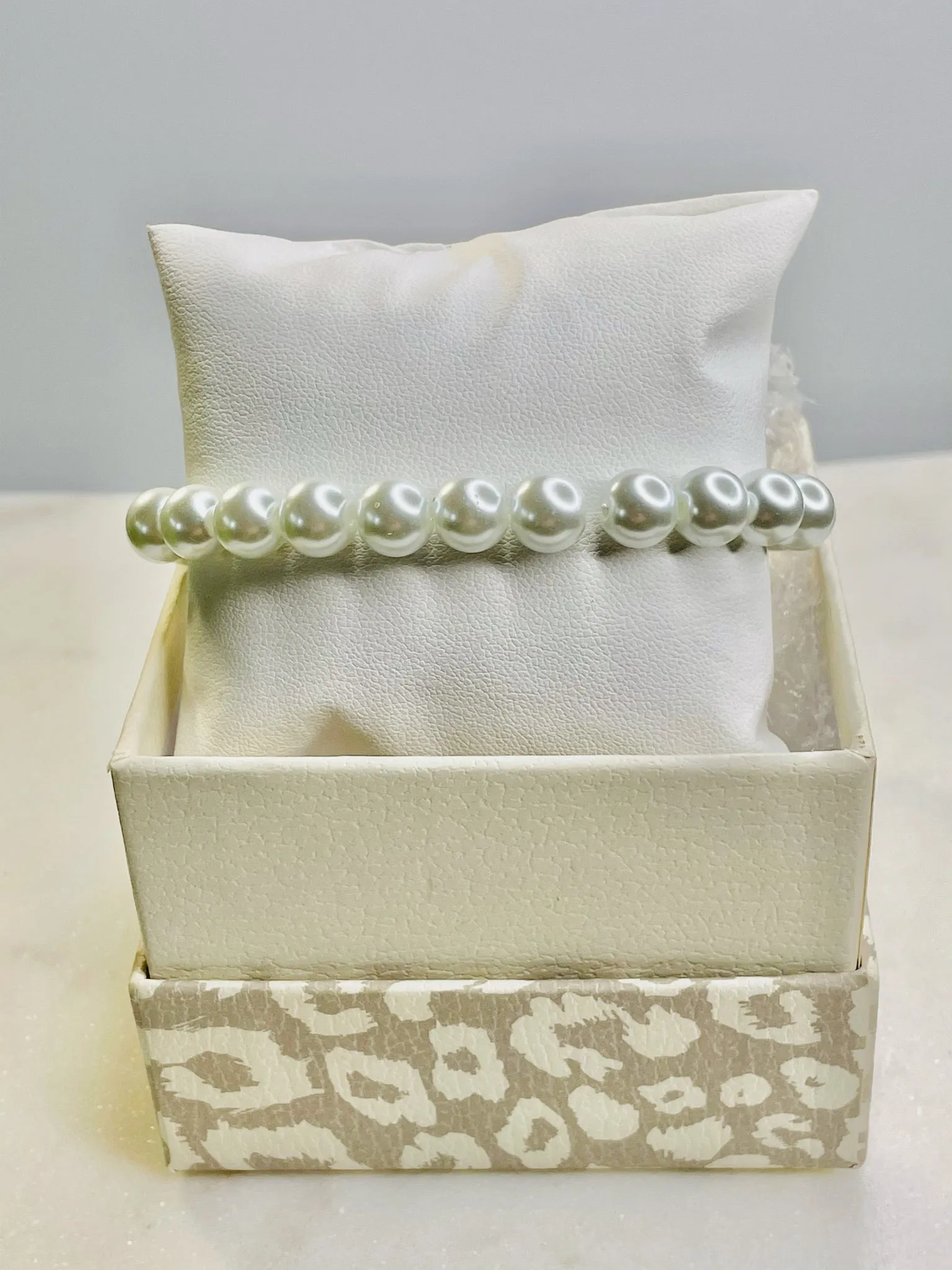 White Pearl Charm Bracelet