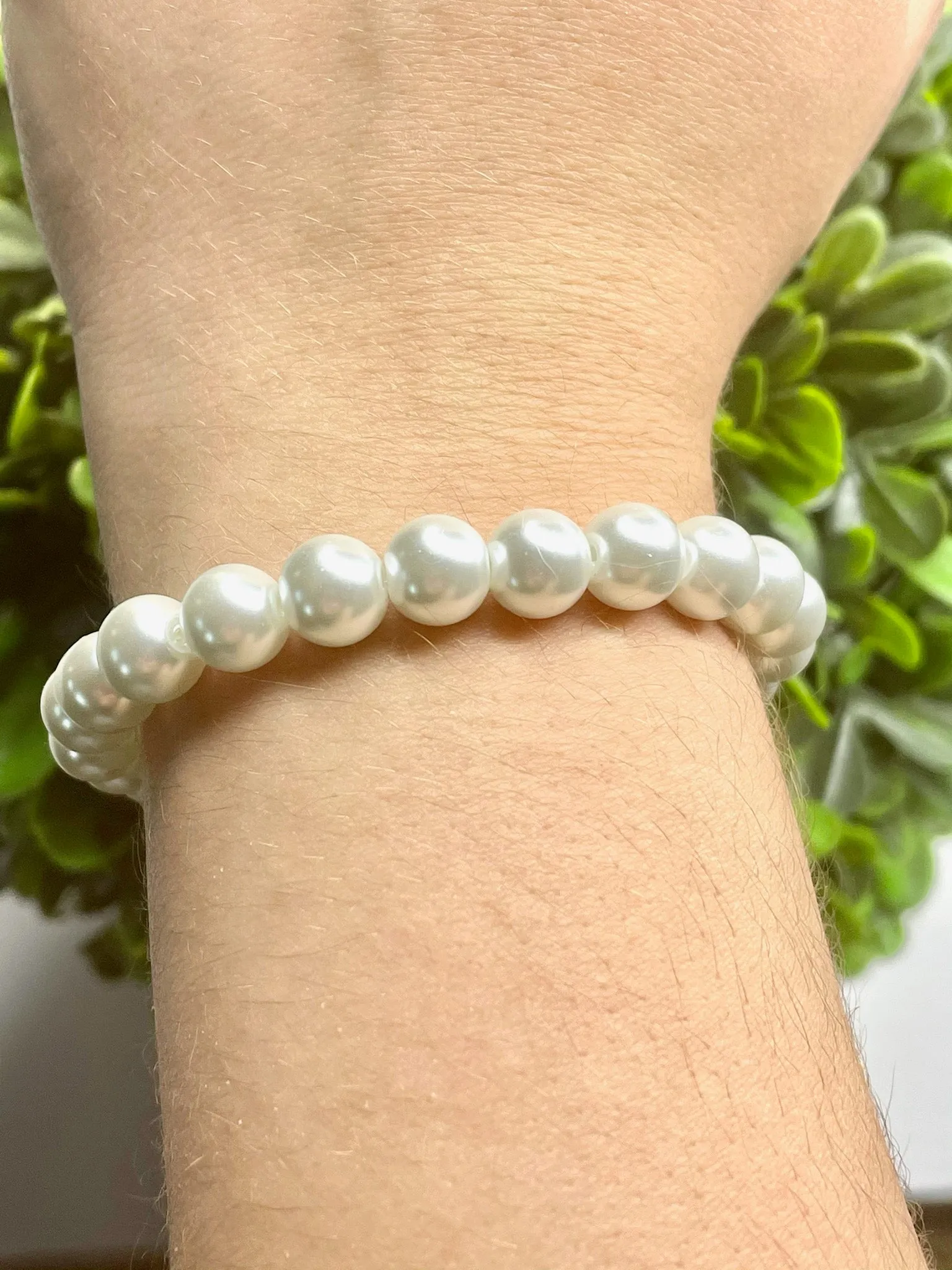 White Pearl Charm Bracelet