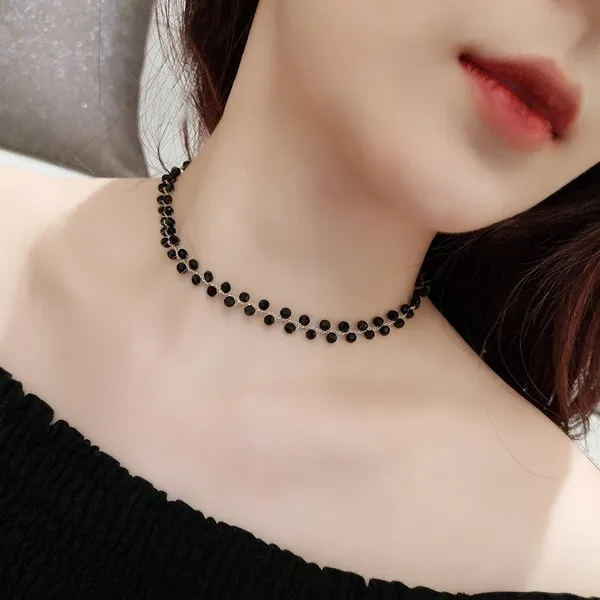 Wholesale black crystal crystal pearl necklace JDC-NE-BY039