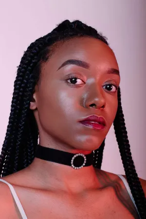 Wide Black Velvet Diamond Circle Choker