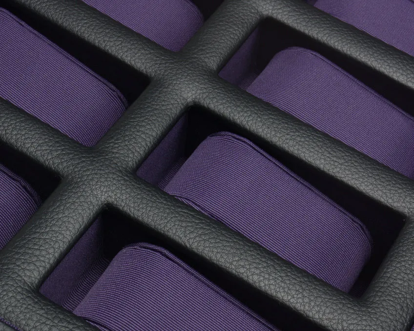Windsor 10 Piece Watch Box with Drawer (Black/Purple)