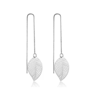 Women’s 925 Sterling Silver Leaves Drop Earrings with Tassels Pendant, Unique Jewelry Gift