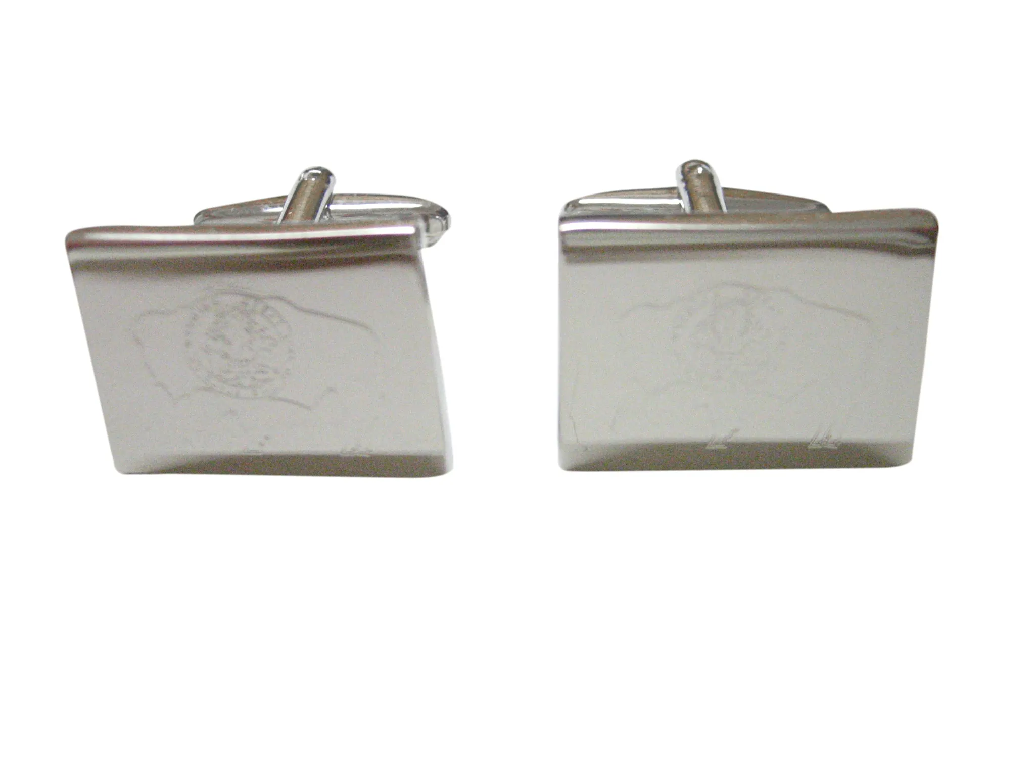 Wyoming State Map Shape and Flag Design Cufflinks