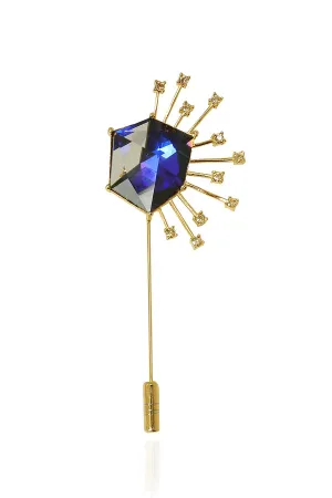 Yellow Gold & Swarovski Evian Lapel Pin