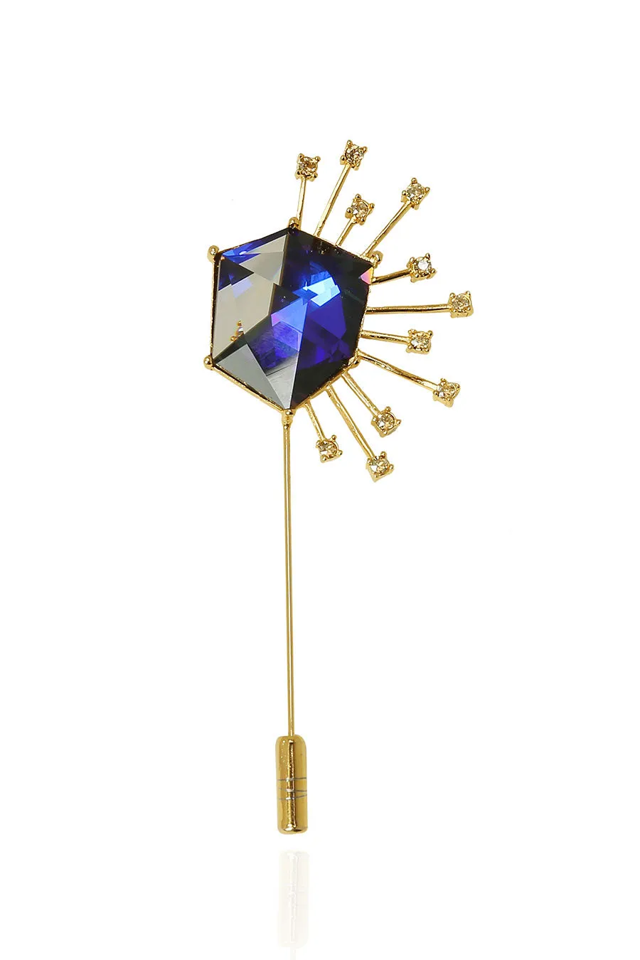 Yellow Gold & Swarovski Evian Lapel Pin