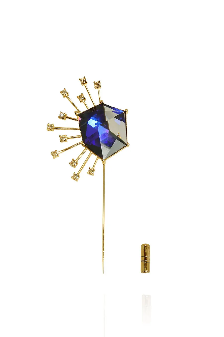 Yellow Gold & Swarovski Evian Lapel Pin