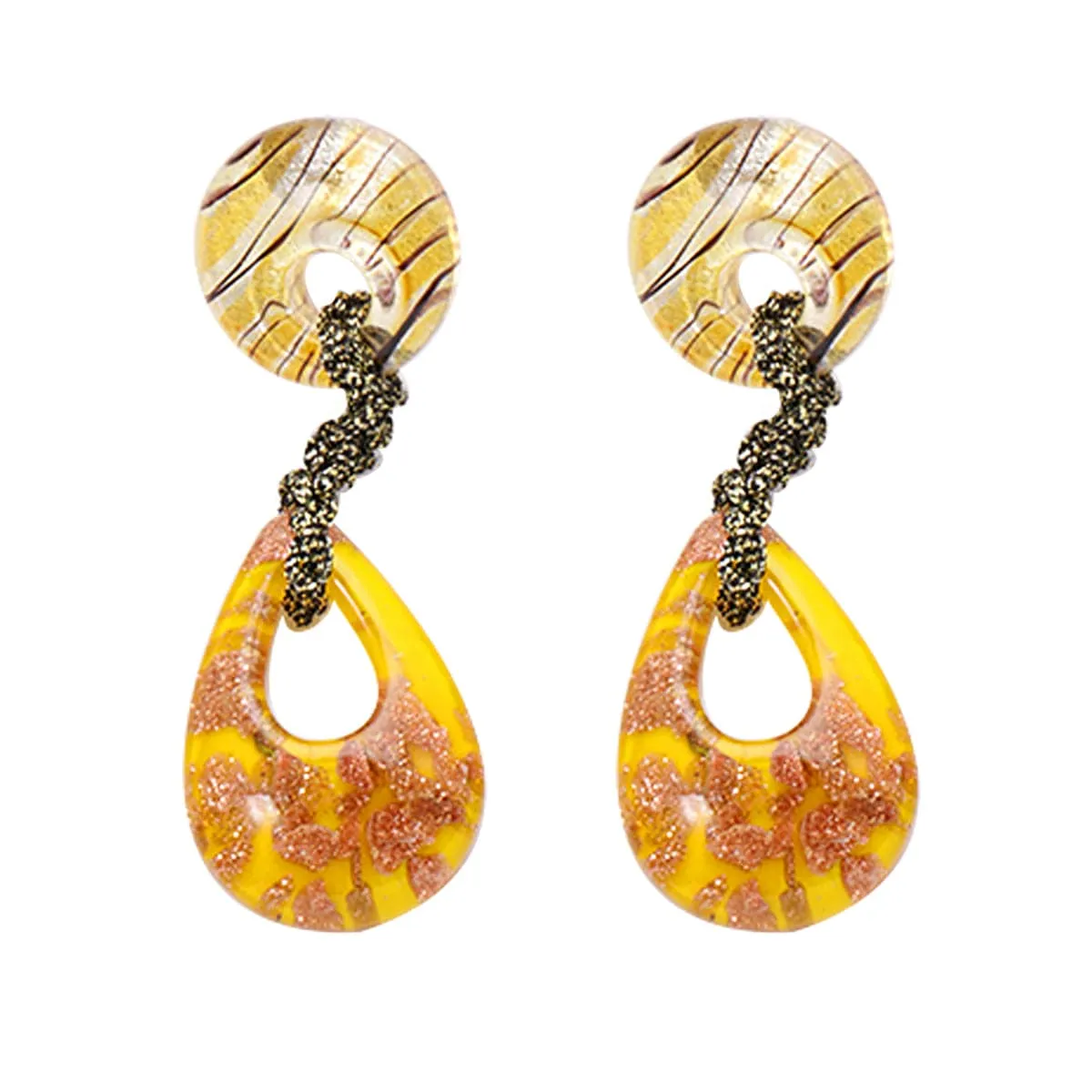 Yellow Resin Abstract Drop Earrings
