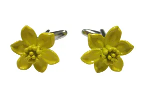 Yellow Toned Welsh Daffodil Flower Cufflinks