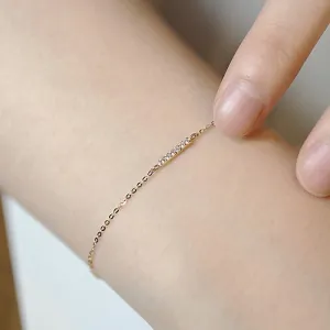 Zircon Row Charm Bracelet - Elegant 925 Silver