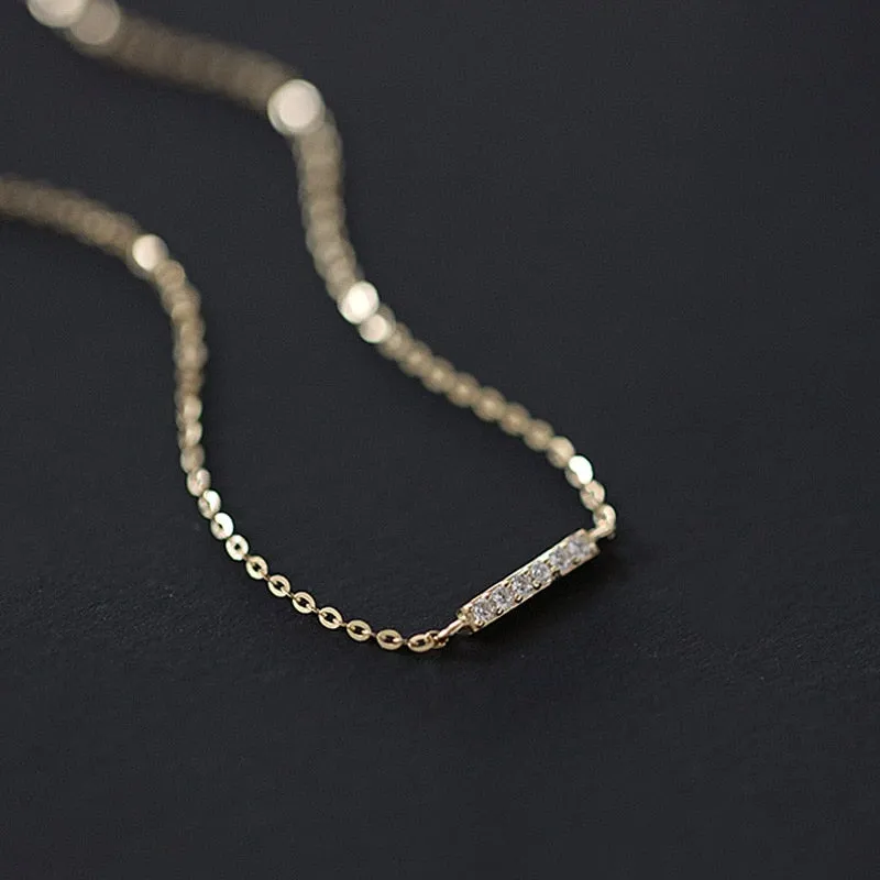 Zircon Row Charm Bracelet - Elegant 925 Silver