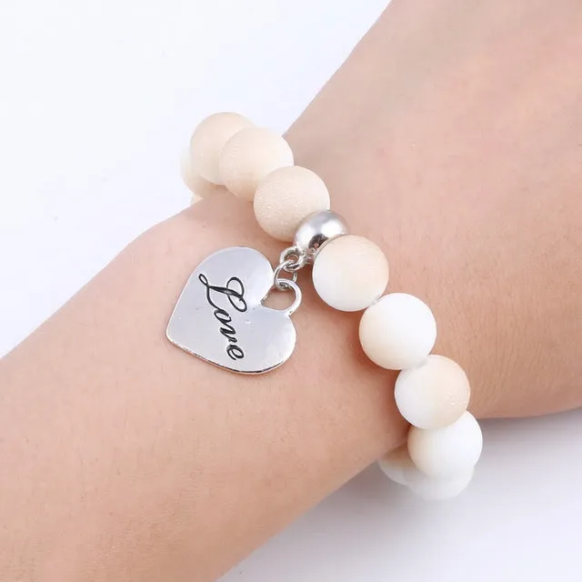 ZOSHI Romantic Vintage Bracelets For Women Heart Pendant Bracelets with crystal Shambhala Beads Fit Pan Bracelets Jewelry