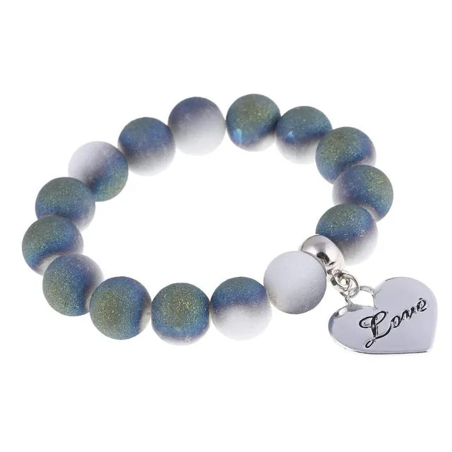 ZOSHI Romantic Vintage Bracelets For Women Heart Pendant Bracelets with crystal Shambhala Beads Fit Pan Bracelets Jewelry