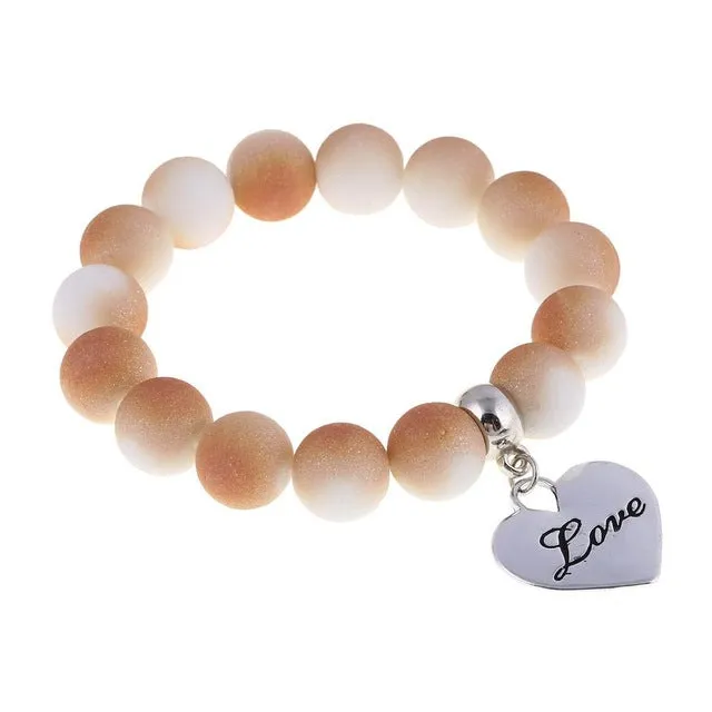 ZOSHI Romantic Vintage Bracelets For Women Heart Pendant Bracelets with crystal Shambhala Beads Fit Pan Bracelets Jewelry