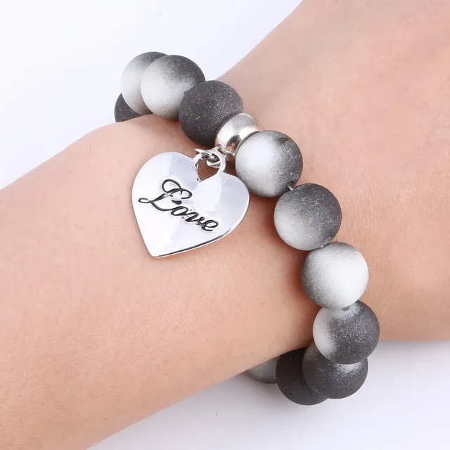 ZOSHI Romantic Vintage Bracelets For Women Heart Pendant Bracelets with crystal Shambhala Beads Fit Pan Bracelets Jewelry